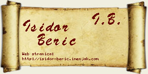 Isidor Berić vizit kartica